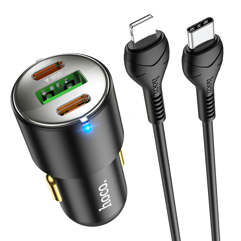 NZ6 PD45W 3-port(2C1A) car charger set(Type-C to iP)
