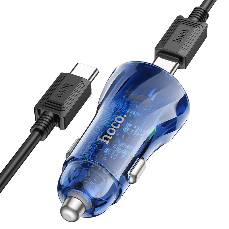 Z47A Transparent Discovery Edition dual port PD30W+QC3.0 car charger set(Type-C to Type-C)