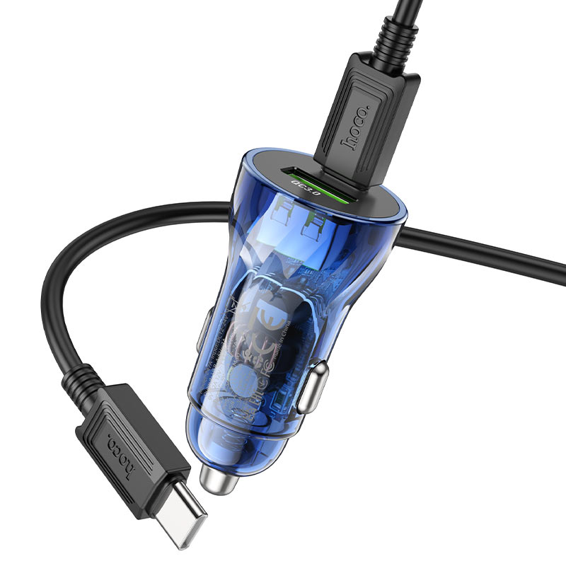 Z47A Transparent Discovery Edition dual port PD30W+QC3.0 car charger set(Type-C to Type-C)