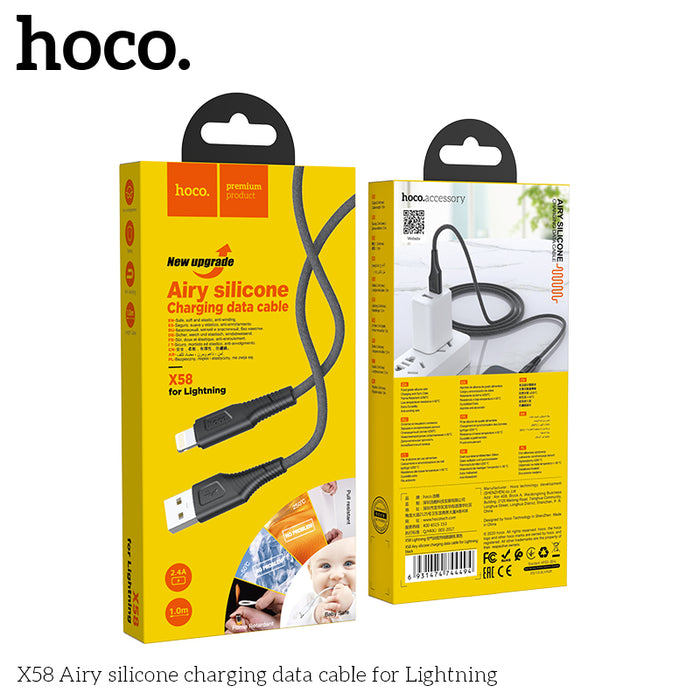 X58 Airy silicone charging data cable for Micro