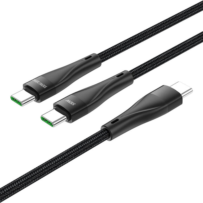 U102 Super 100W 2-in-1 charging data cable(Type-C to Type-C+iP)