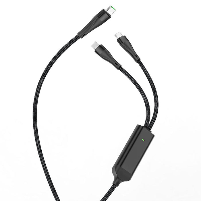 U102 Super 100W 2-in-1 charging data cable(Type-C to Type-C+Type-C)