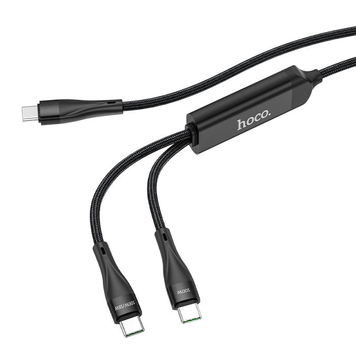 U102 Super 100W 2-in-1 charging data cable(Type-C to Type-C+iP)
